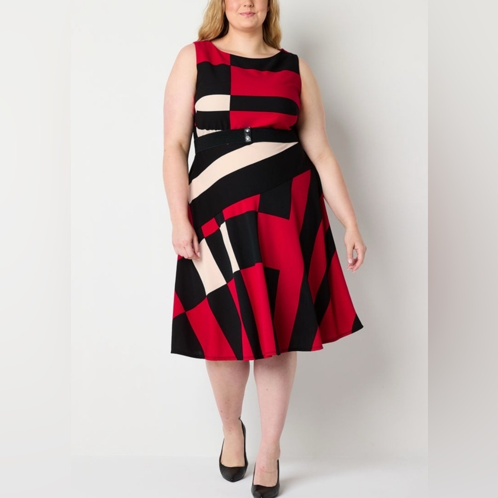 Danny & Nicole Women’s plus sleeveless fit and flare dress